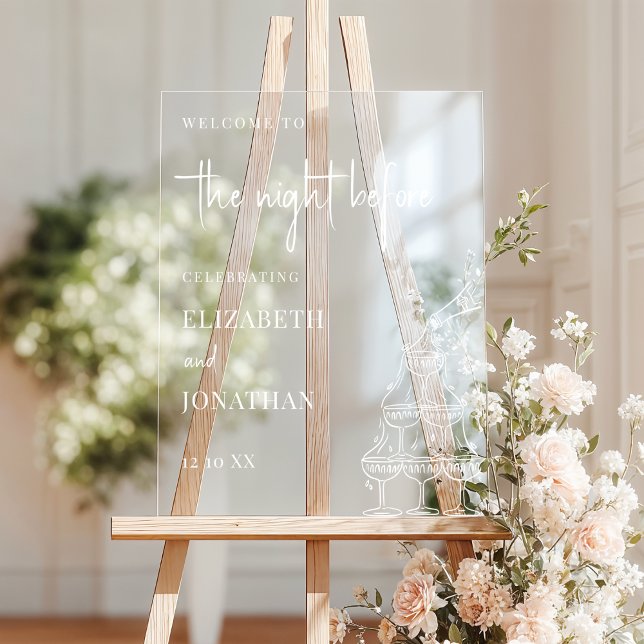 The Night Before Champagne Tower Rehearsal Dinner Acrylic Sign (Creator Uploaded)