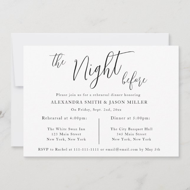 The Night Before Chic Rehearsal Dinner Invitation (Front)