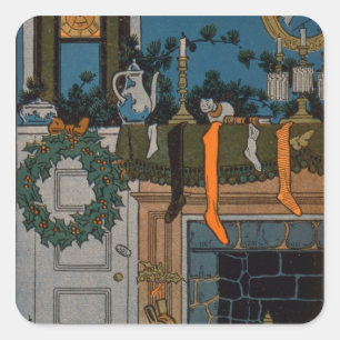 The Night Before Christmas by Denlow, 1903 (colour Square Sticker