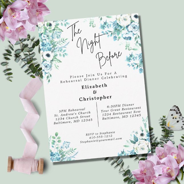 The Night Before Floral Wedding Rehearsal Dinner  Invitation (Creator Uploaded)