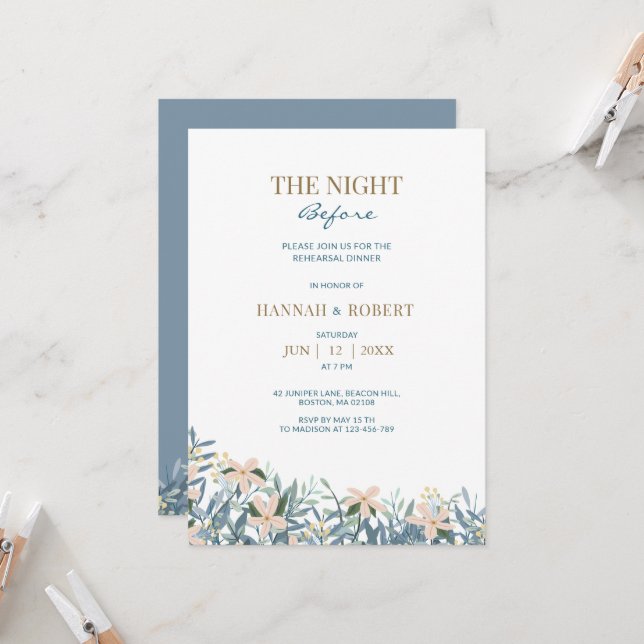 The Night Before floral Wildflower Invitation (Front/Back In Situ)