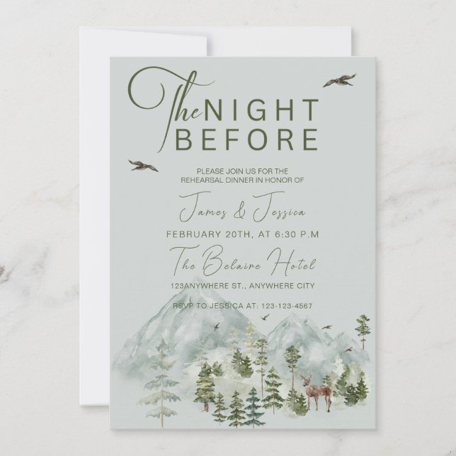 The Night Before Forest Wedding Rehearsal Dinner I Invitation (Front)