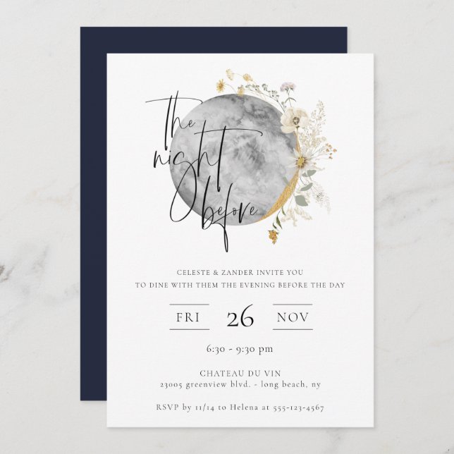 The Night Before Gilded Moon Invitation (Front/Back)