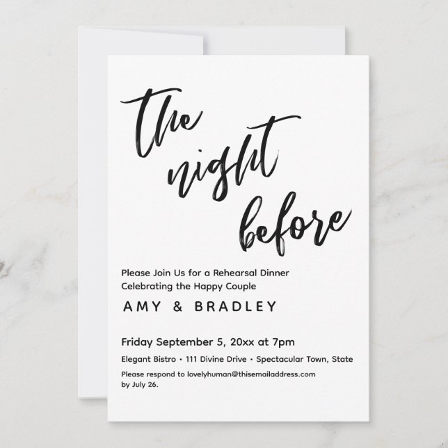 The Night Before Handwriting Typography Invitation (Front)