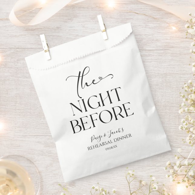 The Night Before Minimal Wedding Rehearsal Dinner Favour Bag (Clipped)