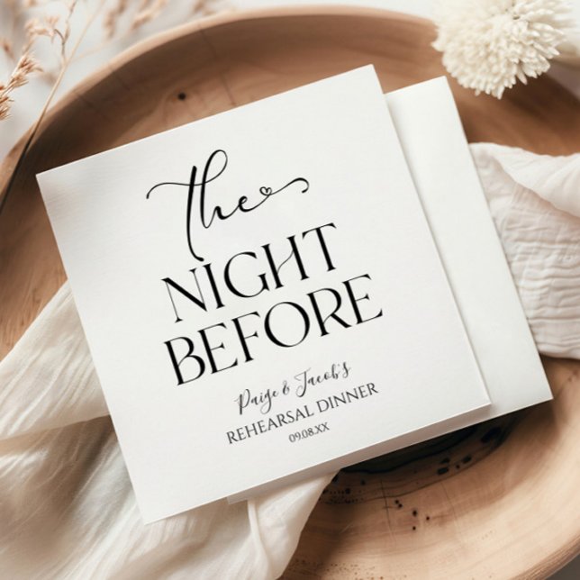 The Night Before Minimal Wedding Rehearsal Dinner Napkin (Creator Uploaded)