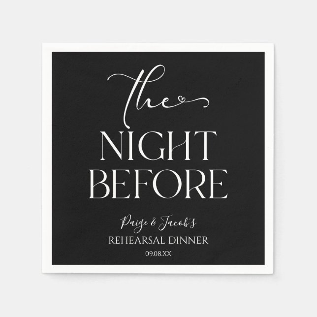 The Night Before Minimal Wedding Rehearsal Dinner Napkin (Front)