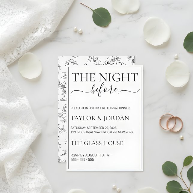 The Night Before | Minimalist Botanical Rehearsal  Invitation (Creator Uploaded)