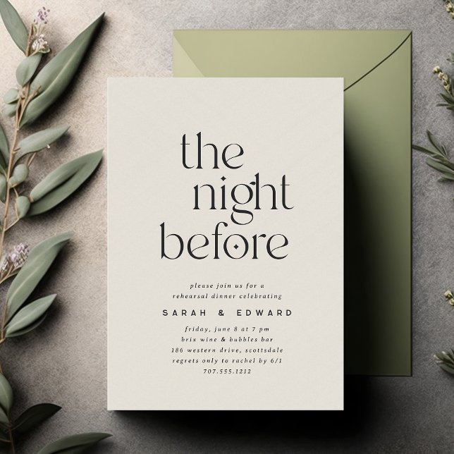 The Night Before | Minimalist Rehearsal Dinner Invitation (Creator Uploaded)