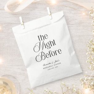 The Night Before Modern Elegant Rehearsal Dinner Favour Bag