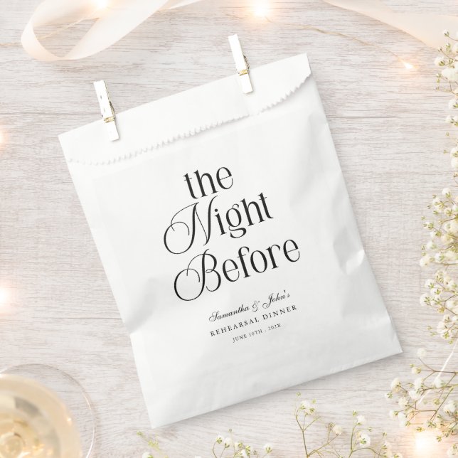 The Night Before Modern Elegant Rehearsal Dinner Favour Bag (Clipped)