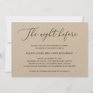 The Night Before Modern Rustic Rehearsal Dinner Invitation
