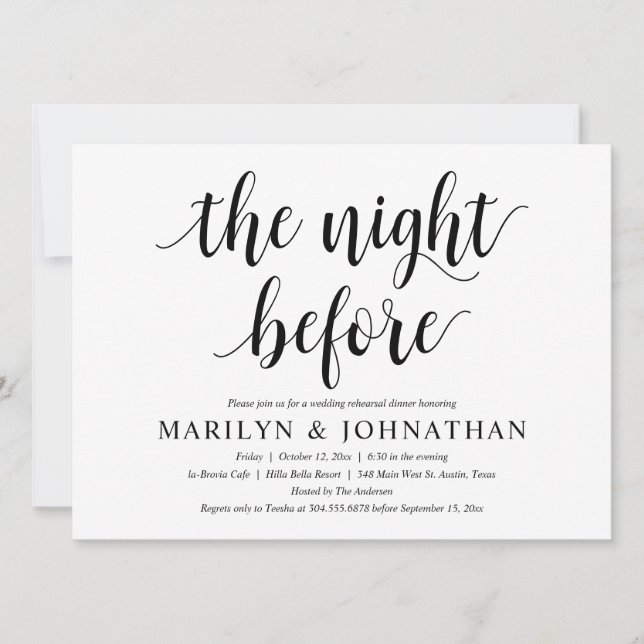 The Night Before, Modern Wedding Rehearsal Dinner Invitation (Front)