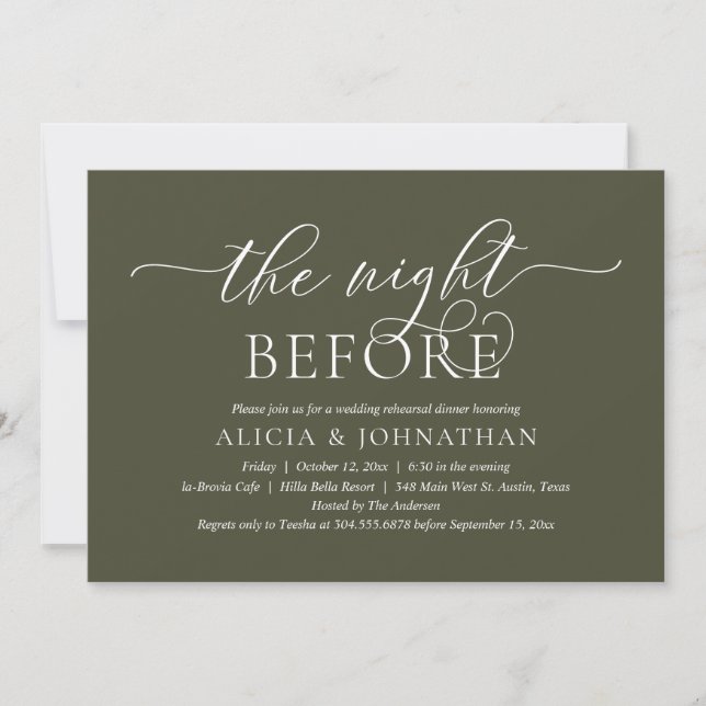The Night Before, Modern Wedding Rehearsal Dinner Invitation (Front)
