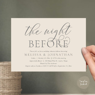 The Night Before, Modern Wedding Rehearsal Dinner  Invitation