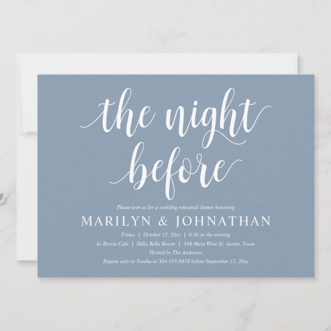 The Night Before, Modern Wedding Rehearsal Dinner Invitation (Front)