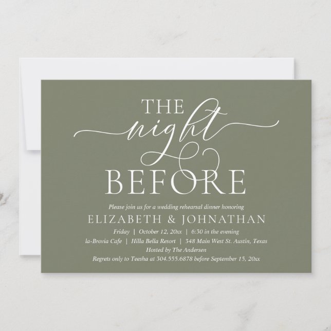 The Night Before, Modern Wedding Rehearsal Dinner  Invitation (Front)