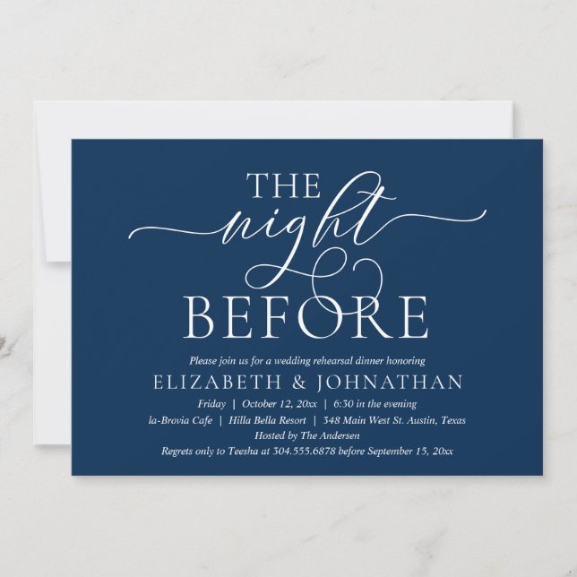 The Night Before, Modern Wedding Rehearsal Dinner Invitation (Front)