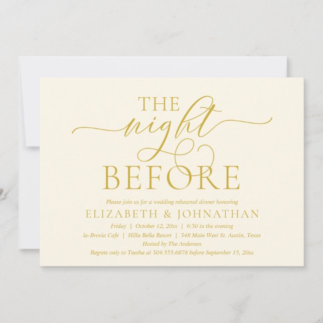 The Night Before, Modern Wedding Rehearsal Dinner Invitation (Front)