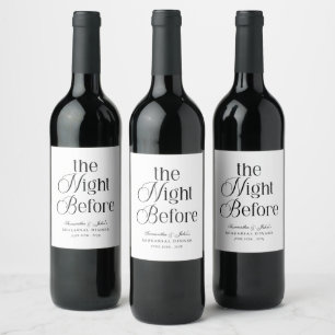 The Night Before Modern Wedding Rehearsal Dinner Wine Label