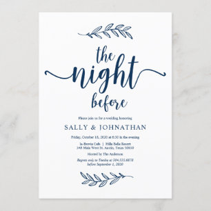 The night before, Navy Blue Rehearsal Dinner Invitation