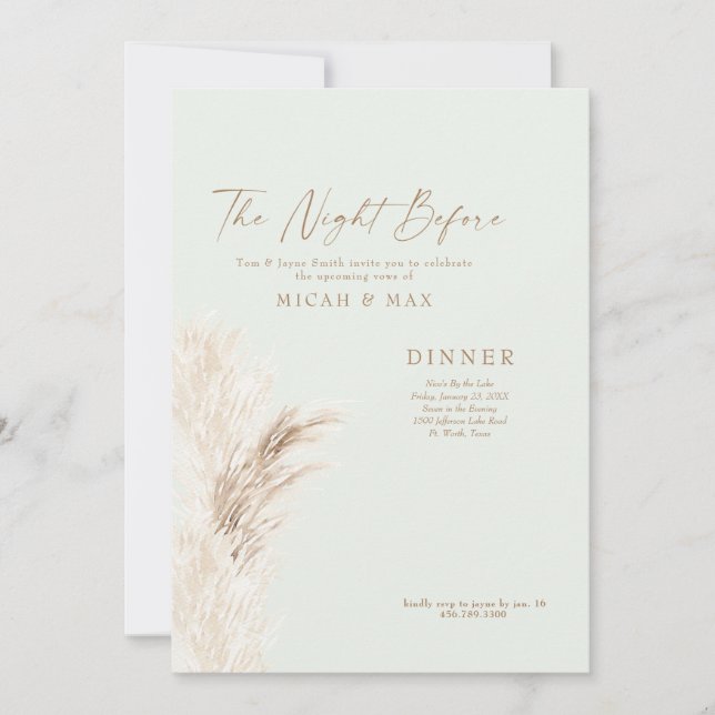 The Night Before Pampas Light Sage Invitation (Front)