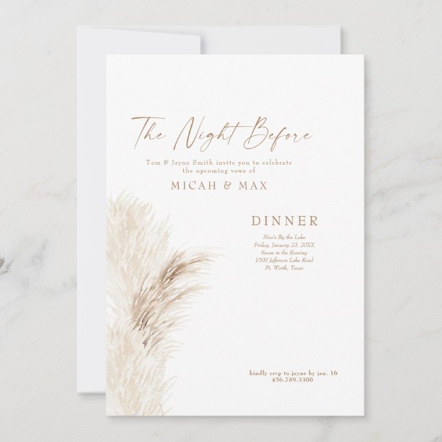 The Night Before Pampas Rehearsal Dinner II Invitation (Front)