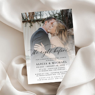 The night before photo wedding rehearsal dinner invitation