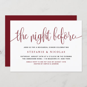 The Night Before Red Script Rehearsal Dinner Invitation