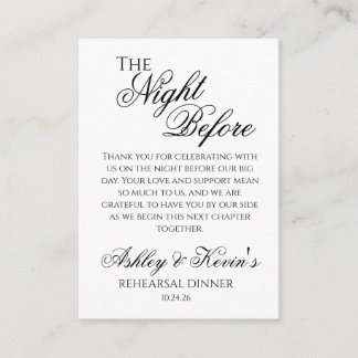 The Night Before Rehearsal Dinner Enclosure Card