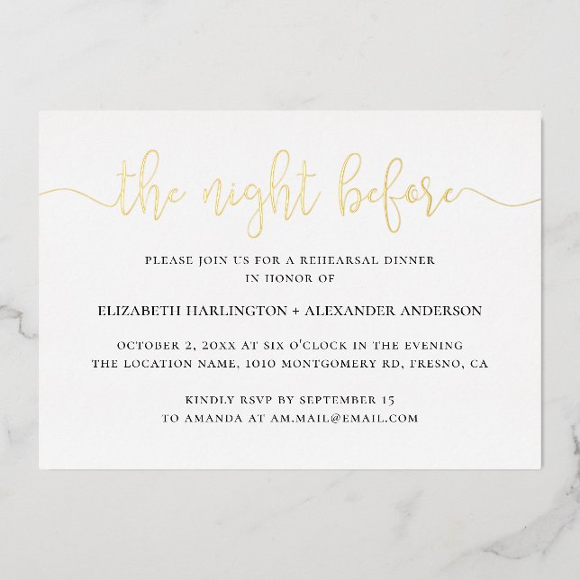 The Night Before Rehearsal Dinner | Gold Script (Front)