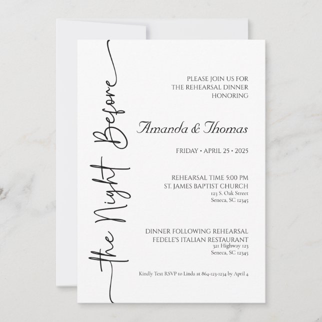 The Night Before Rehearsal Dinner Invitation (Front)
