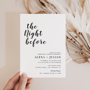 the night before, rehearsal dinner invitation
