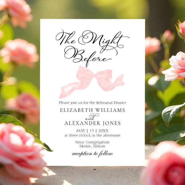 The Night Before Rehearsal Dinner Invitations Bow (Creator Uploaded)