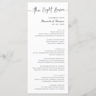 The Night Before Rehearsal Dinner Menu 4 x 9"