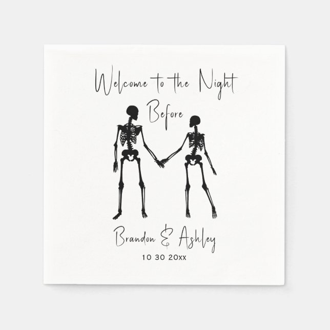 The Night Before Rehearsal Dinner Napkins White (Front)