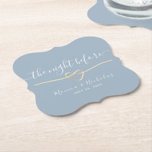 The Night Before Rehearsal Dinner Paper Coaster (Angled)