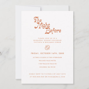 The Night Before Rehearsal Dinner Retro Modern Inv Invitation