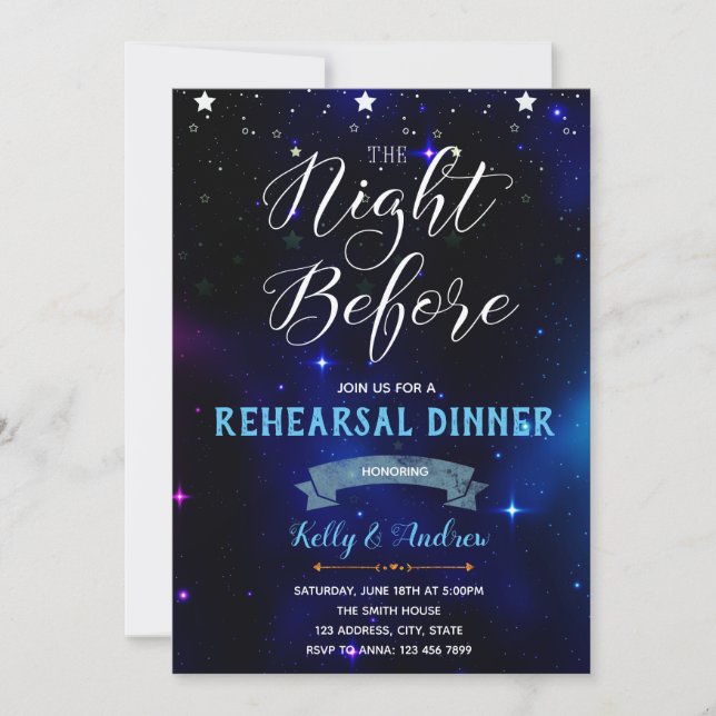 The night before rehearsal dinner theme invitation (Front)