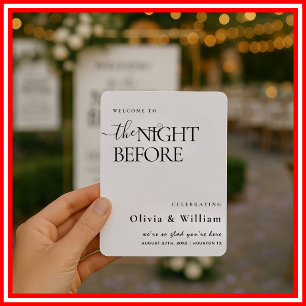 The Night Before Rehearsal Dinner Wedding Welcome  Invitation