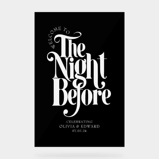 The Night Before Rehearsal Dinner Welcome Sign (Front)