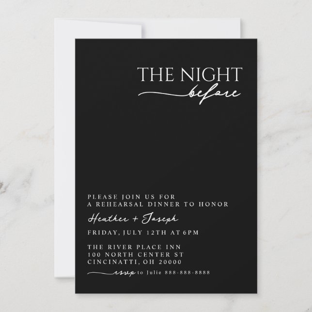 The Night Before Rehearsal Invitation (Front)