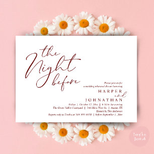 The Night Before Romantic Wedding Rehearsal Dinner Invitation