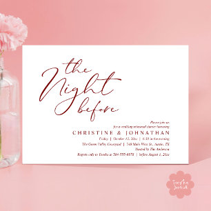 The Night Before Romantic Wedding Rehearsal Dinner Invitation