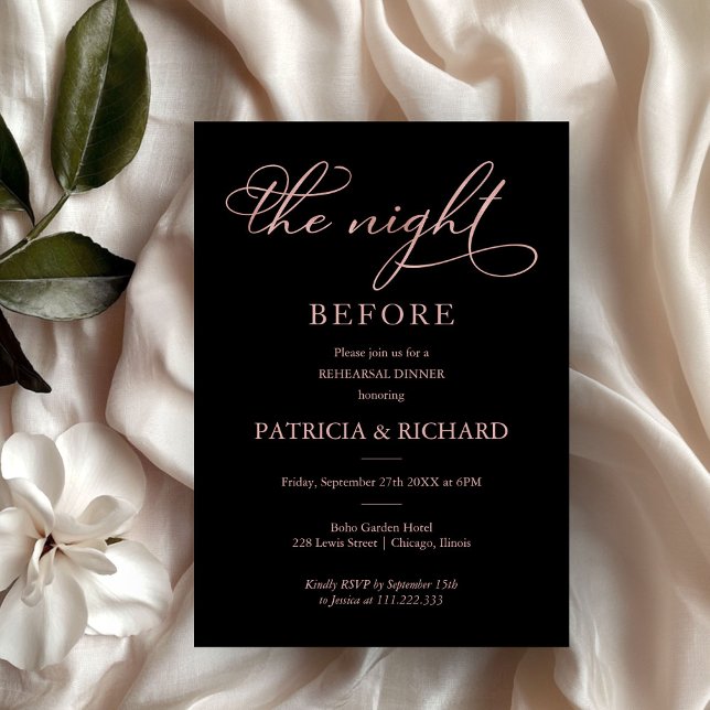 The Night Before Rose Gold Foil Rehearsal Dinner Invitation (Creator Uploaded)