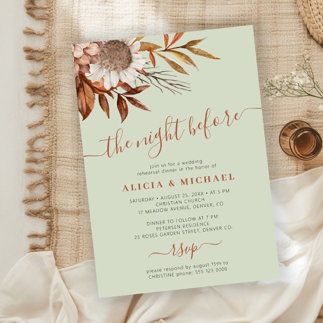 The night before rustic boho rehearsal dinner invitation (Creator Uploaded)