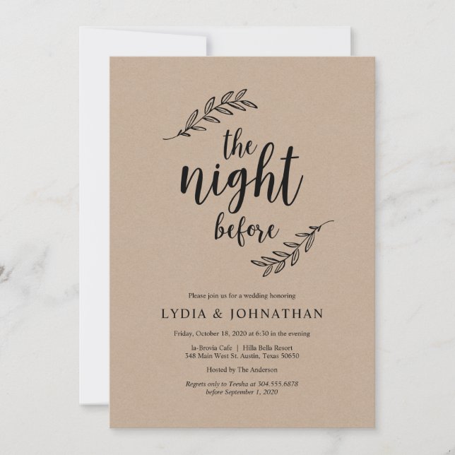 The night before, Rustic Kraft, Rehearsal Dinner Invitation (Front)