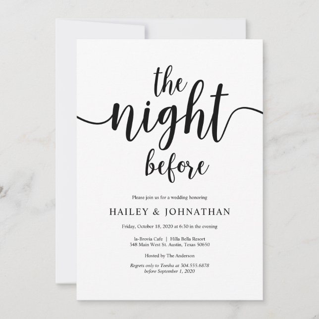 The night before, Rustic Wedding Rehearsal Dinner Invitation (Front)