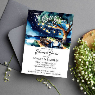 The night before string of lights watercolor invitation