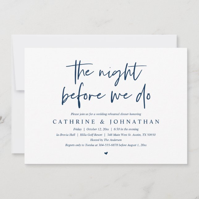 The night before we do, Wedding Rehearsal Dinner I Invitation (Front)